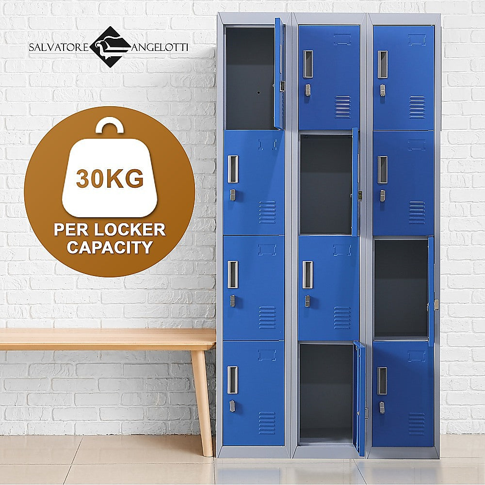 12-Door Locker for Office Gym Shed School Home Storage - Padlock-operated 9
