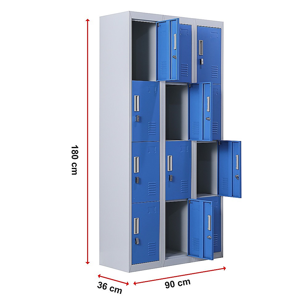 12-Door Locker for Office Gym Shed School Home Storage - Padlock-operated 13