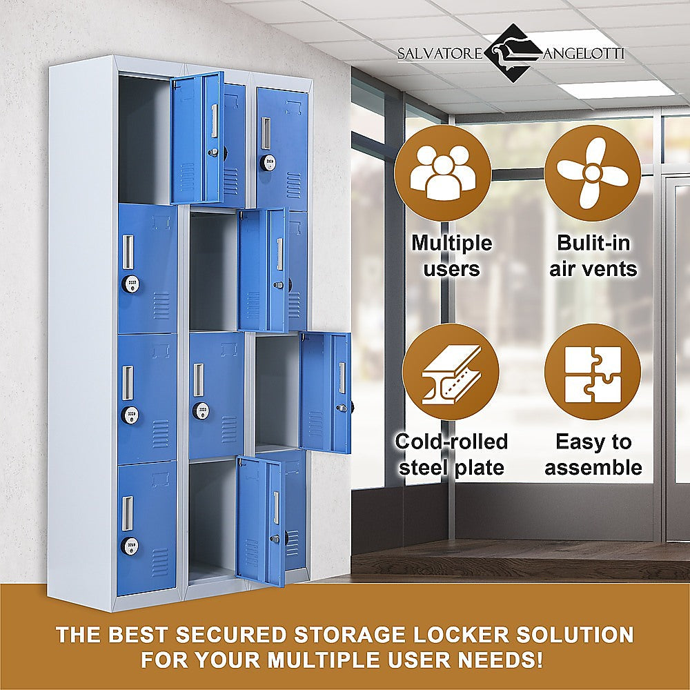 12-Door Locker for Office Gym Shed School Home Storage - 4-Digit Combination Lock 4
