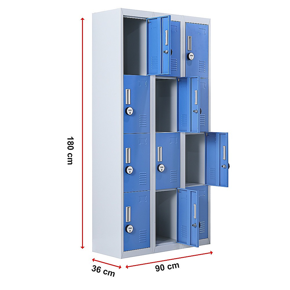 12-Door Locker for Office Gym Shed School Home Storage - 4-Digit Combination Lock 13