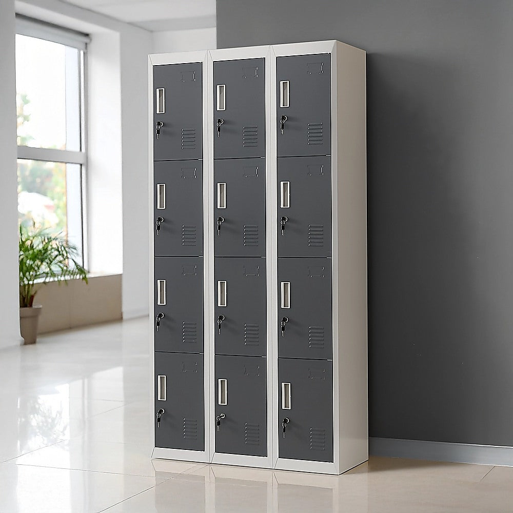 12-Door Locker for Office Gym Shed School Home Storage - Standard Lock with Keys 9