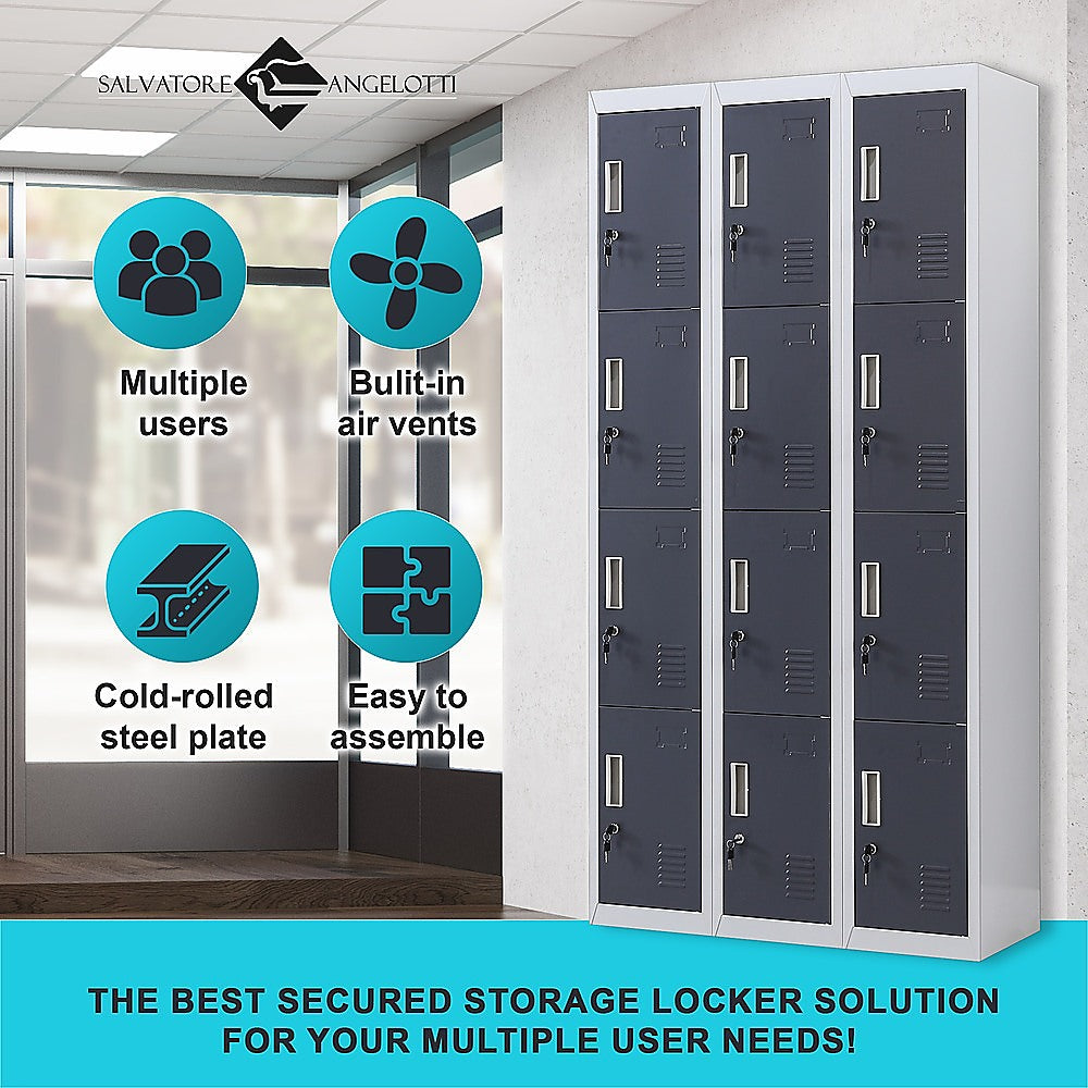 12-Door Locker for Office Gym Shed School Home Storage - Standard Lock with Keys 4