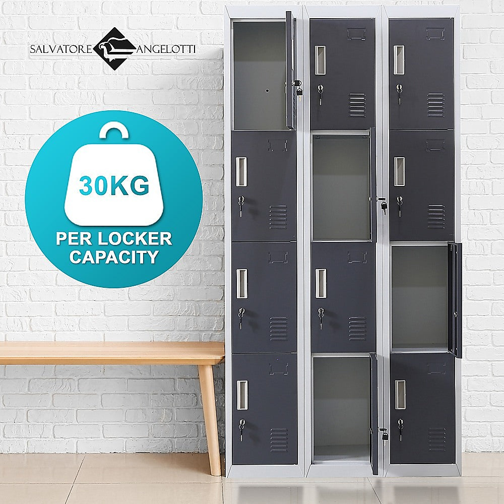 12-Door Locker for Office Gym Shed School Home Storage - Standard Lock with Keys 6