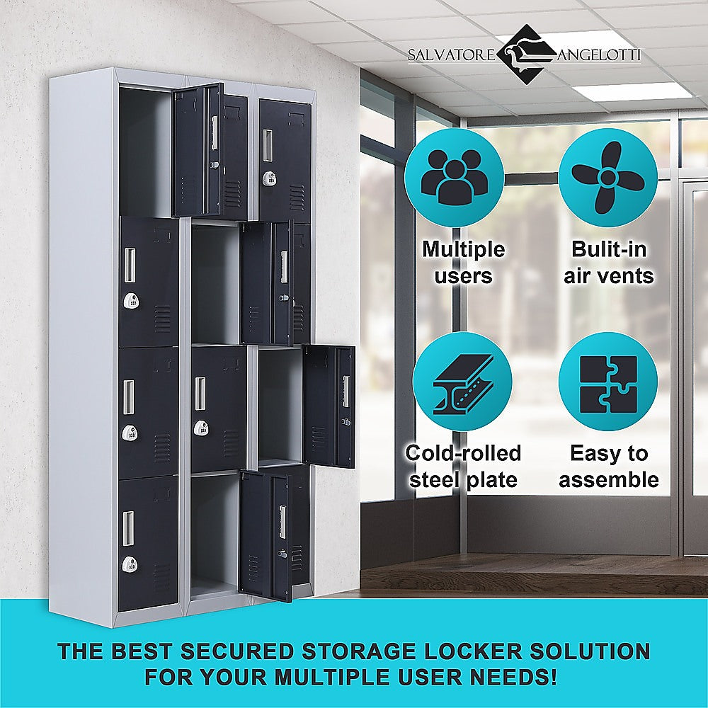 12-Door Locker for Office Gym Shed School Home Storage - 3-Digit Combination Lock 9