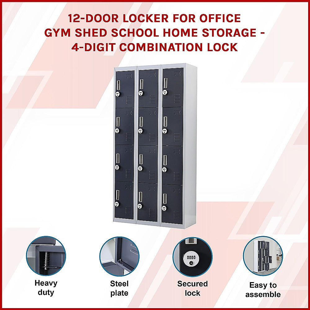 12-Door Locker for Office Gym Shed School Home Storage - 4-Digit Combination Lock 3
