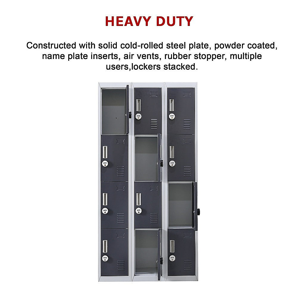 12-Door Locker for Office Gym Shed School Home Storage - 4-Digit Combination Lock 9