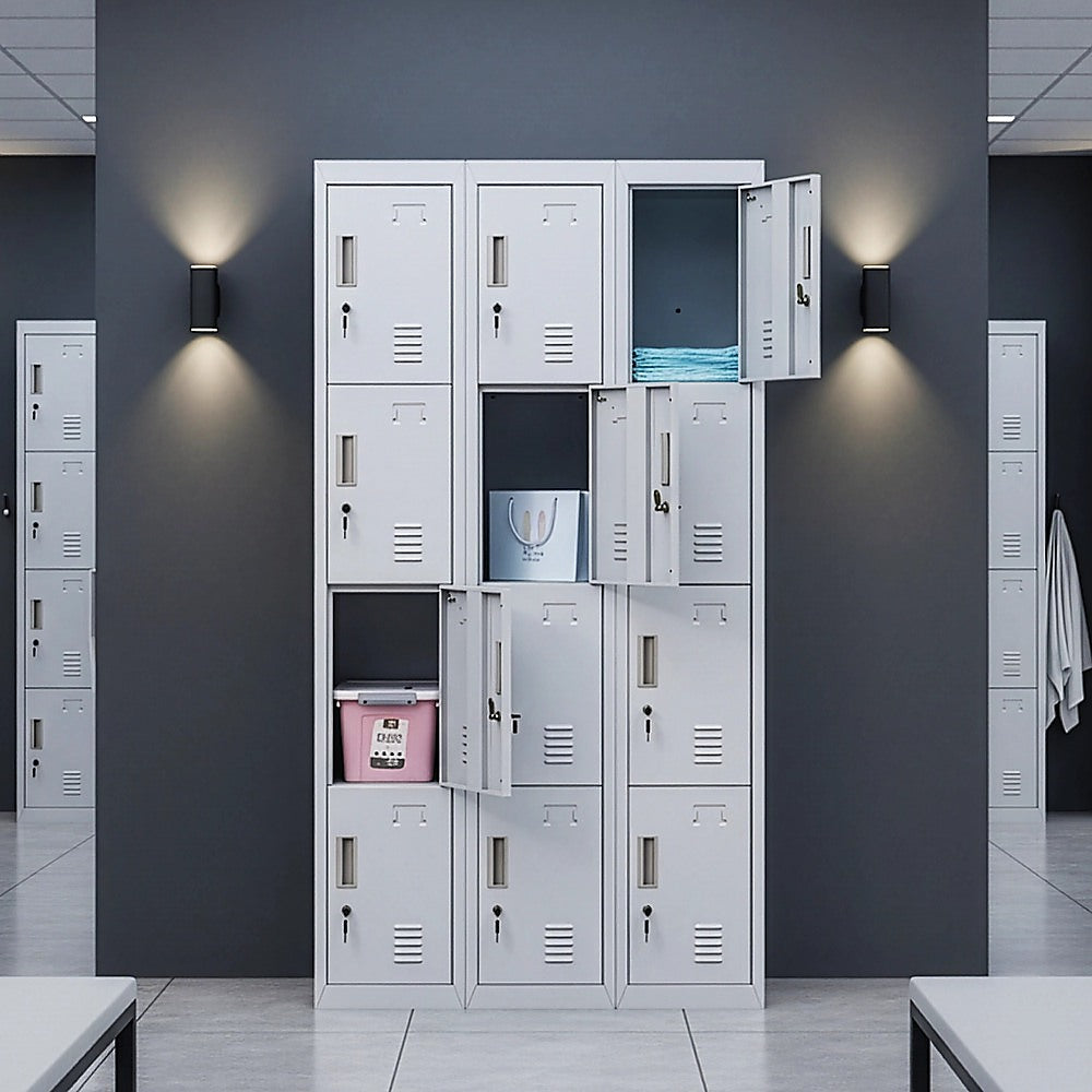 12-Door Locker for Office Gym Shed School Home Storage - Standard Lock with Keys 4