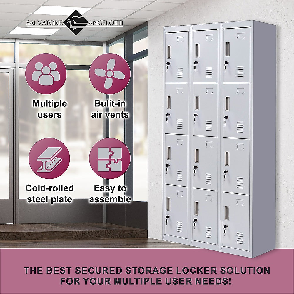 12-Door Locker for Office Gym Shed School Home Storage - Standard Lock with Keys 11