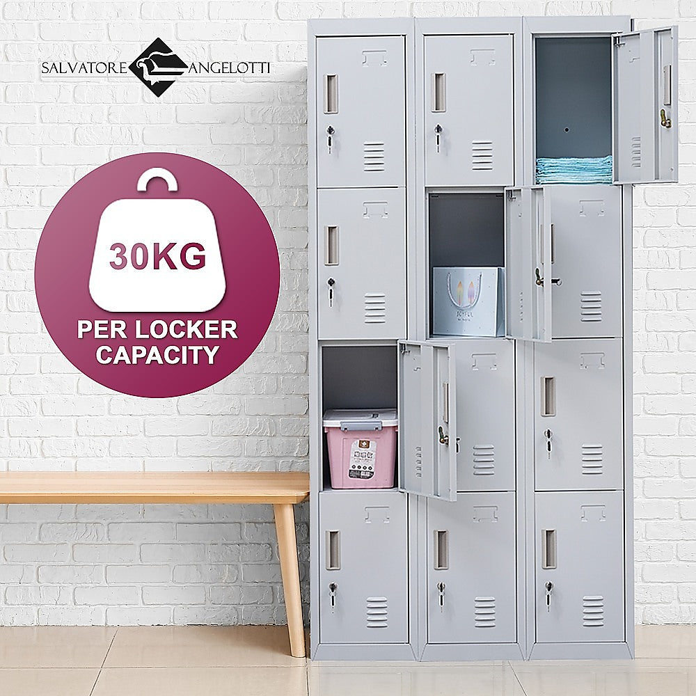 12-Door Locker for Office Gym Shed School Home Storage - Standard Lock with Keys 5