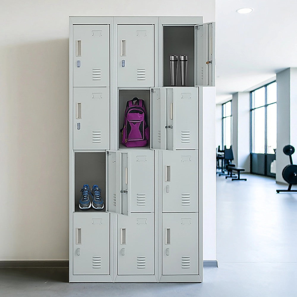 12-Door Locker for Office Gym Shed School Home Storage - Padlock-operated 10