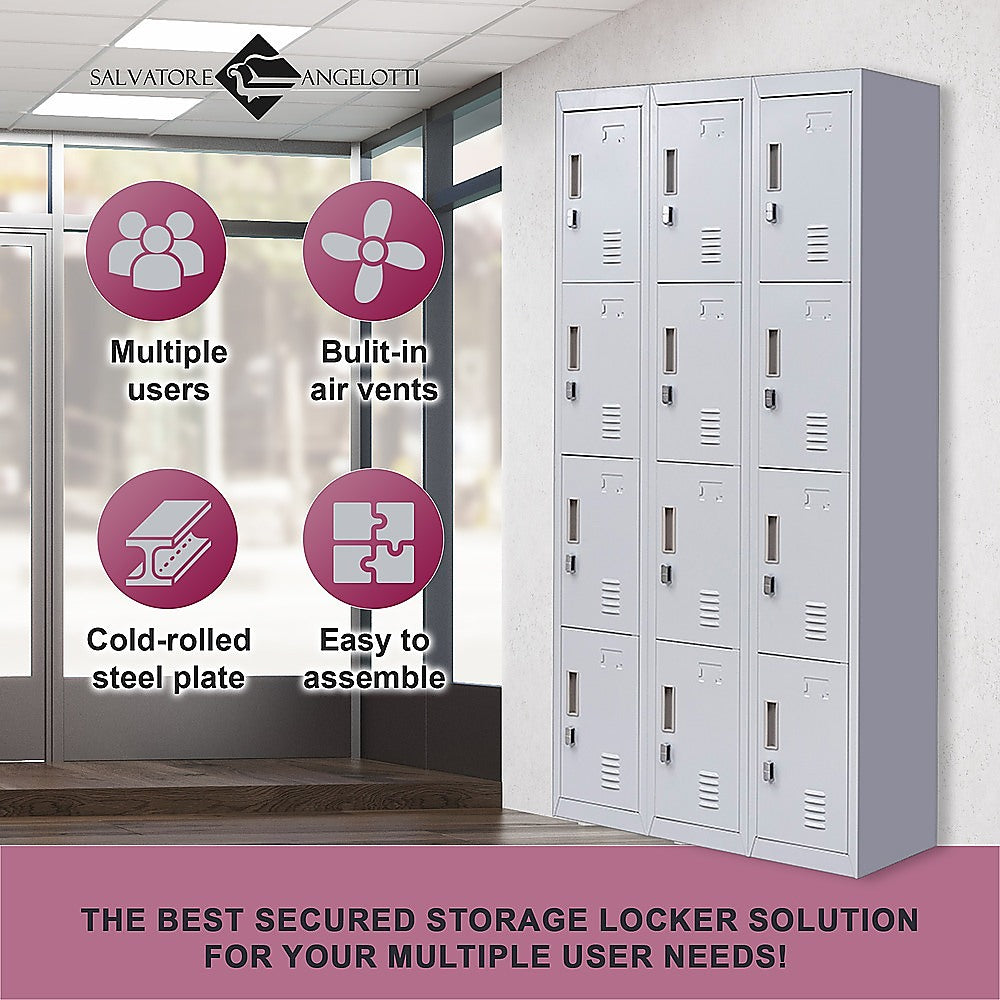 12-Door Locker for Office Gym Shed School Home Storage - Padlock-operated 6