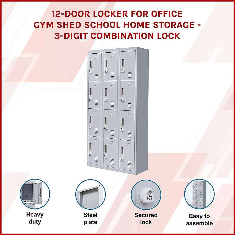 12-Door Locker for Office Gym Shed School Home Storage - 3-Digit Combination Lock 6