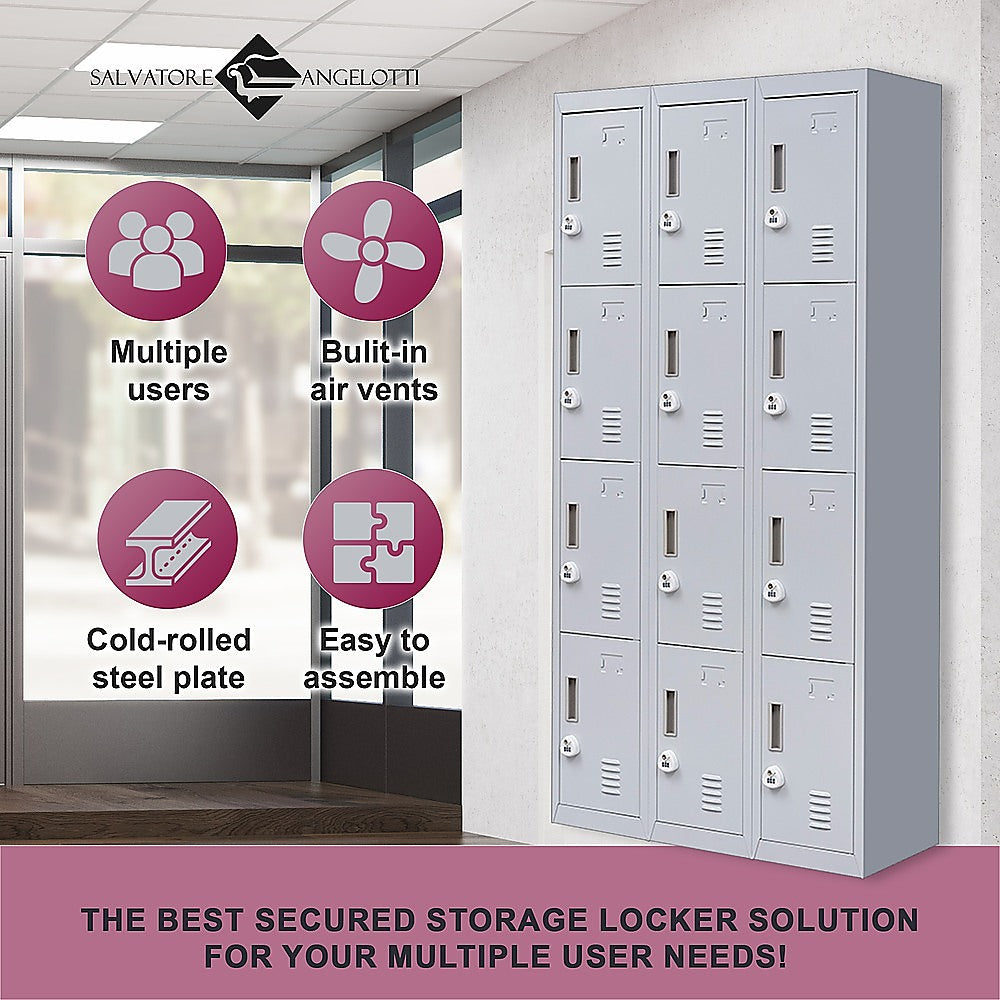 12-Door Locker for Office Gym Shed School Home Storage - 3-Digit Combination Lock 4