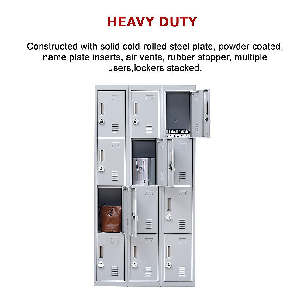 12-Door Locker for Office Gym Shed School Home Storage - 3-Digit Combination Lock 9