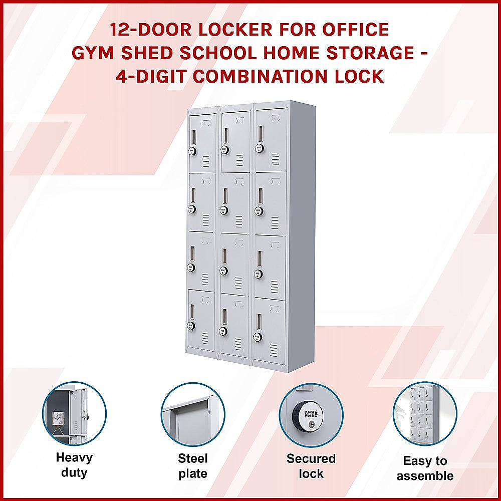 12-Door Locker for Office Gym Shed School Home Storage - 4-Digit Combination Lock 5
