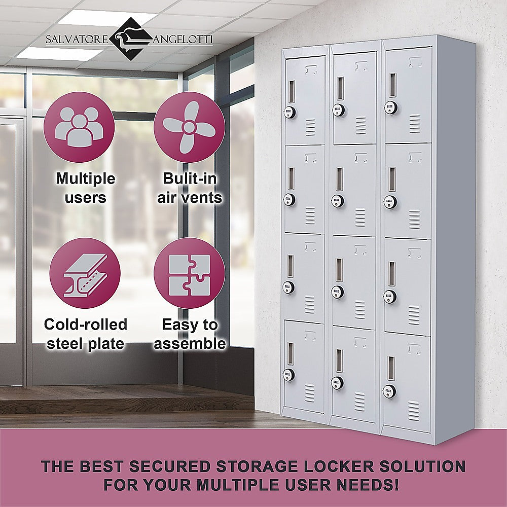 12-Door Locker for Office Gym Shed School Home Storage - 4-Digit Combination Lock 11