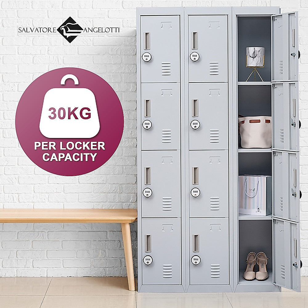 12-Door Locker for Office Gym Shed School Home Storage - 4-Digit Combination Lock 4