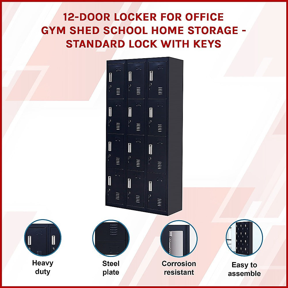 12-Door Locker for Office Gym Shed School Home Storage - Standard Lock with Keys 3