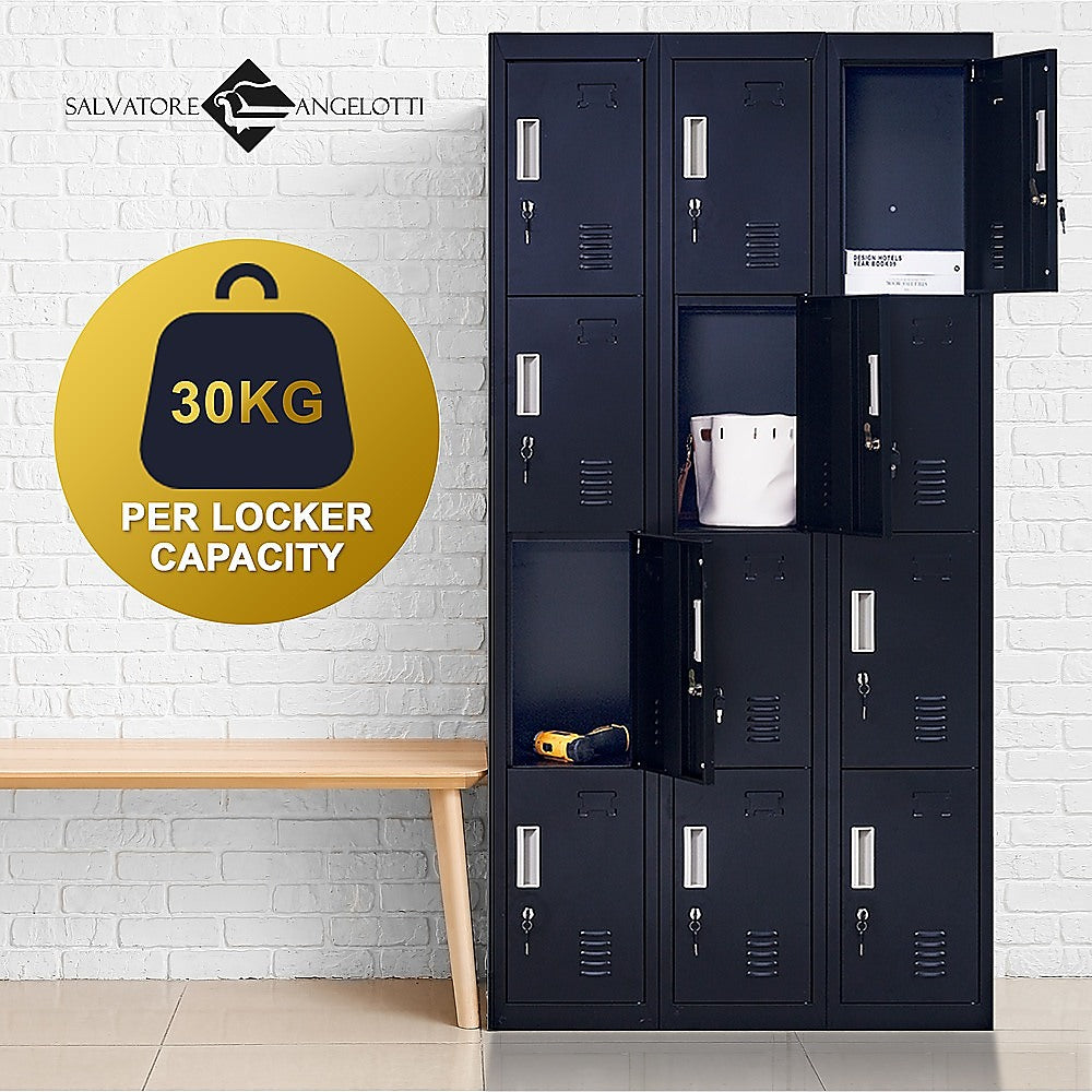 12-Door Locker for Office Gym Shed School Home Storage - Standard Lock with Keys 6