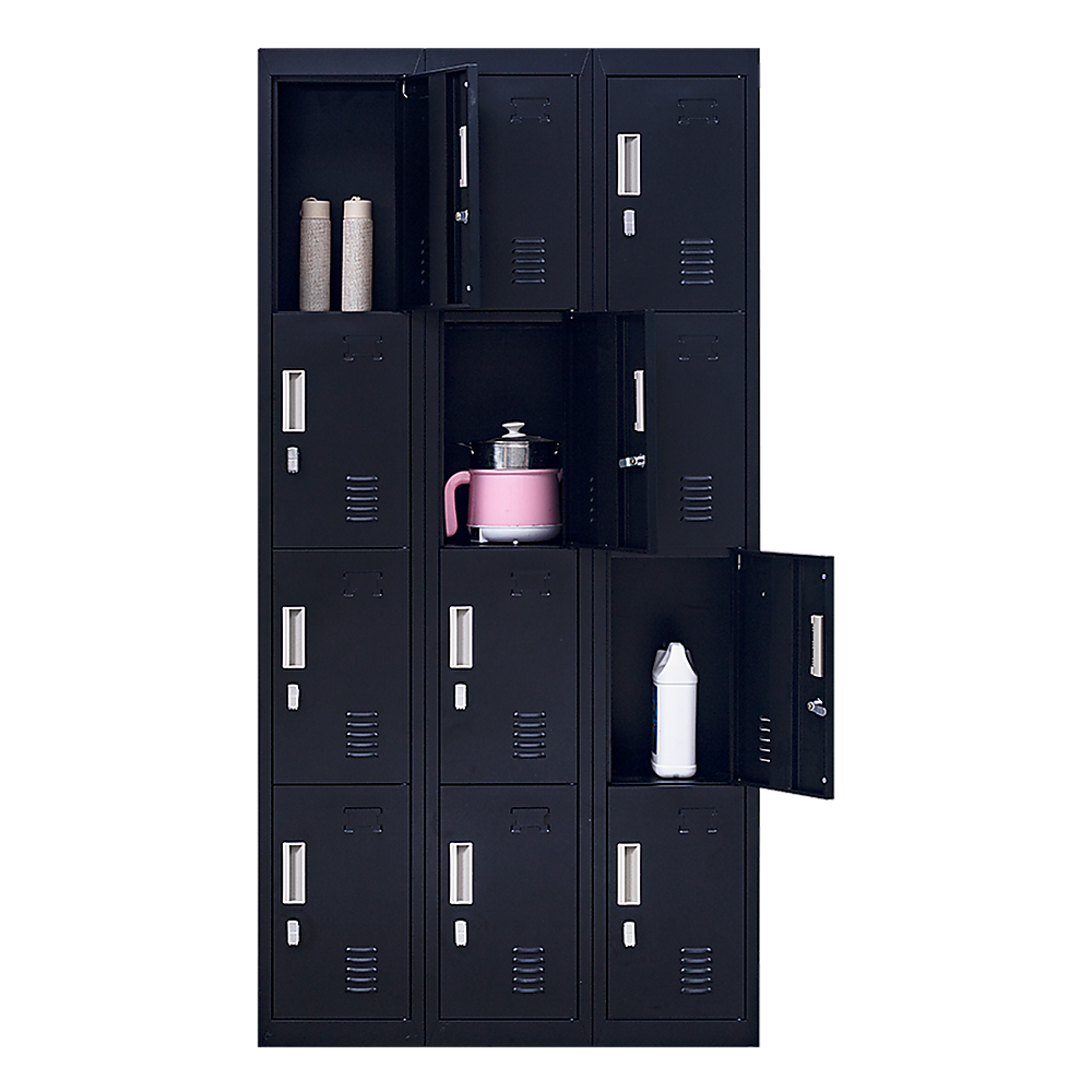 12-Door Locker for Office Gym Shed School Home Storage - Padlock-operated 3