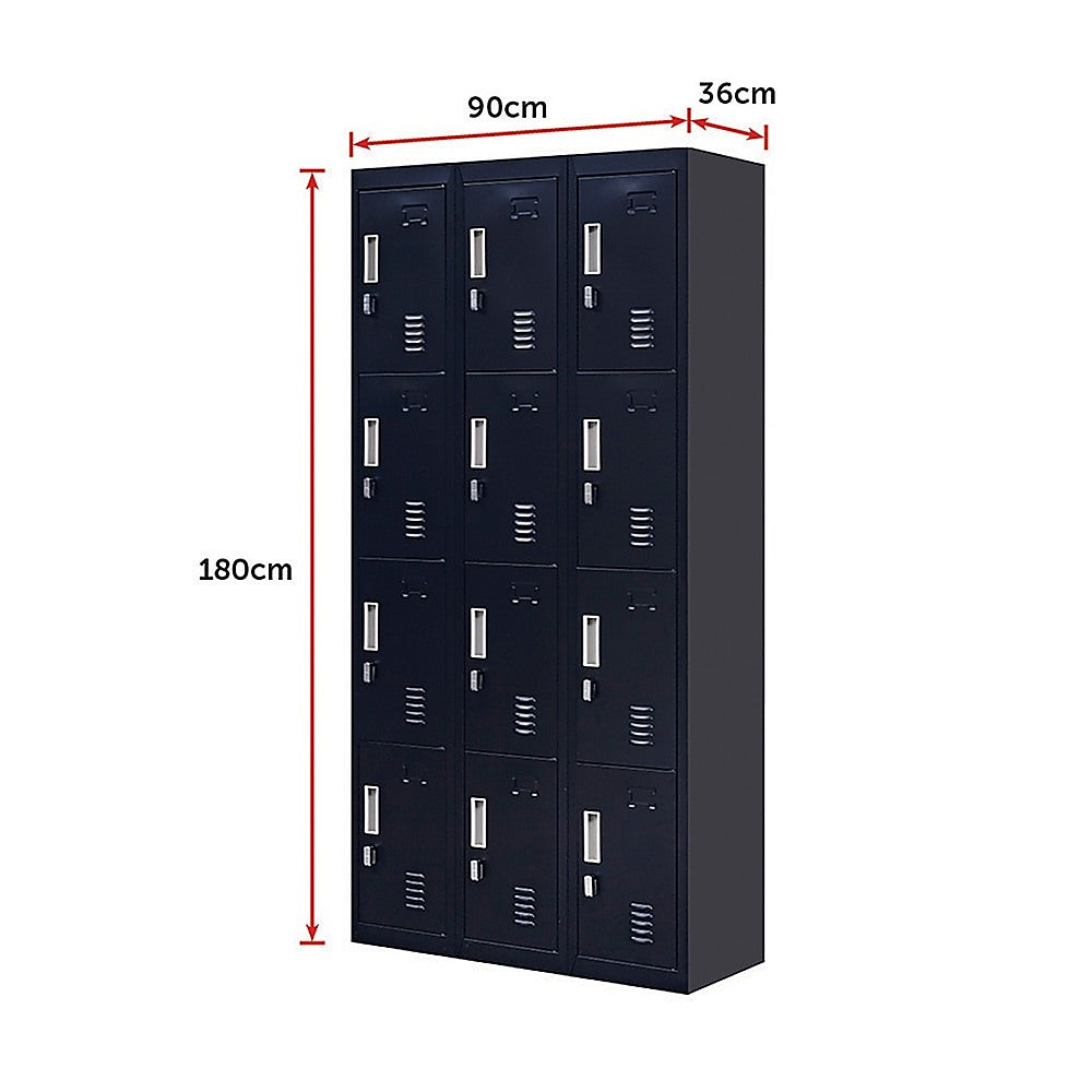 12-Door Locker for Office Gym Shed School Home Storage - Padlock-operated 11