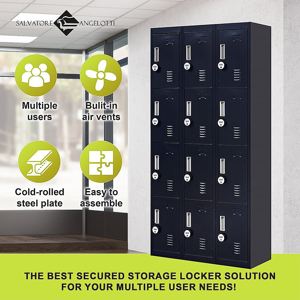 12-Door Locker for Office Gym Shed School Home Storage - 4-Digit Combination Lock 5