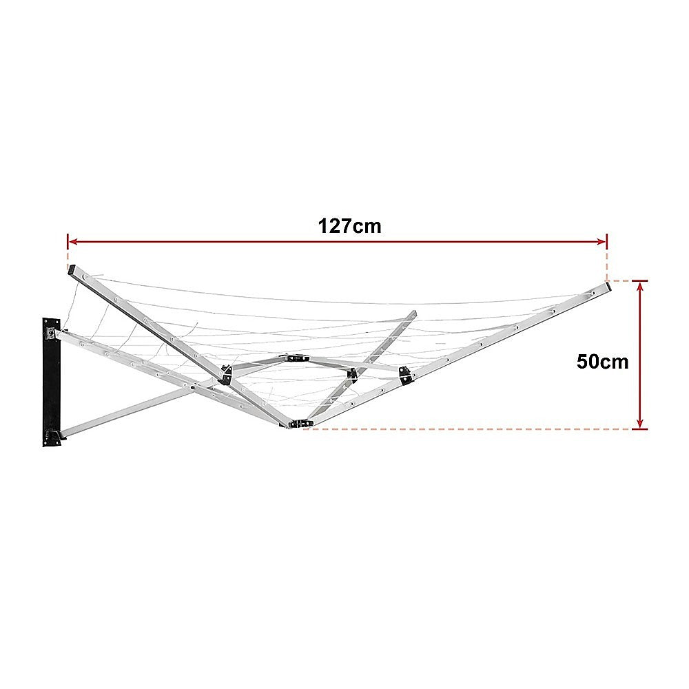 Wall Mounted 5 Arm 26m Clothes Airer Folding Concertina Cloth Dryer Washing Line 7