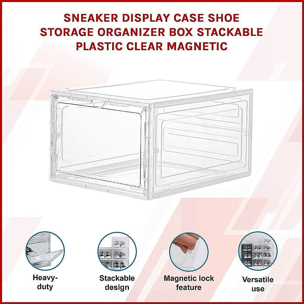 Sneaker Display Case Shoe Storage Organizer Box Stackable Plastic Clear Magnetic 3