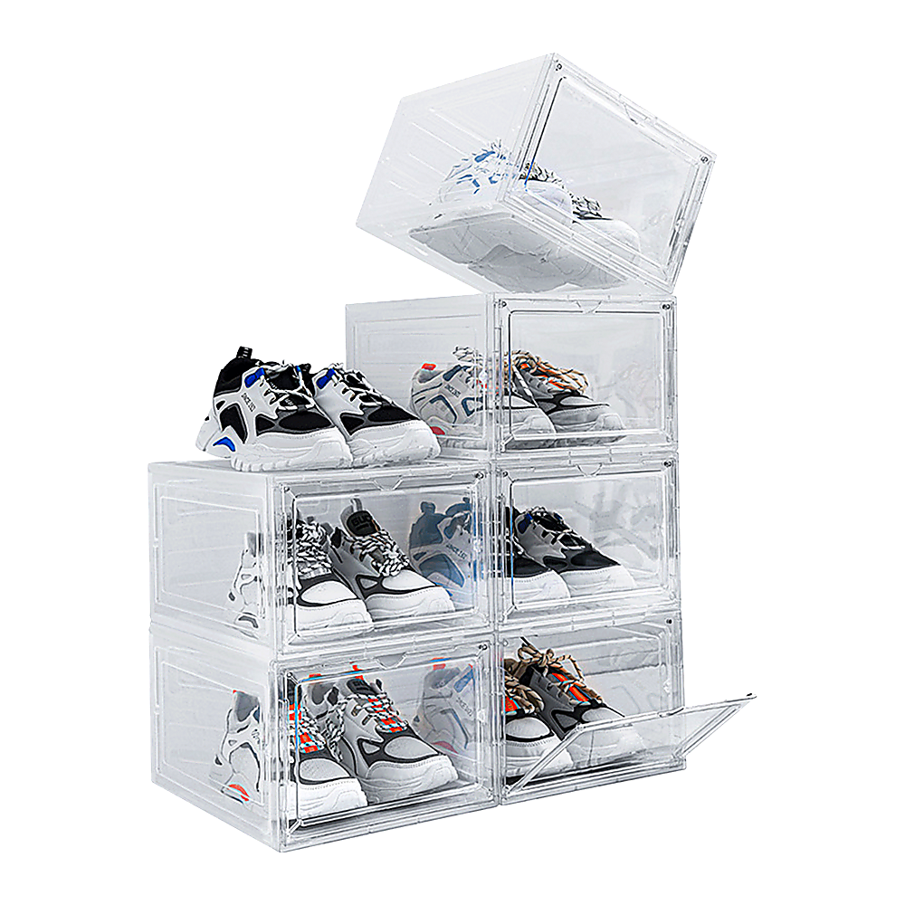 Sneaker Display Case Shoe Storage Organizer Box Stackable Plastic Clear Magnetic 4