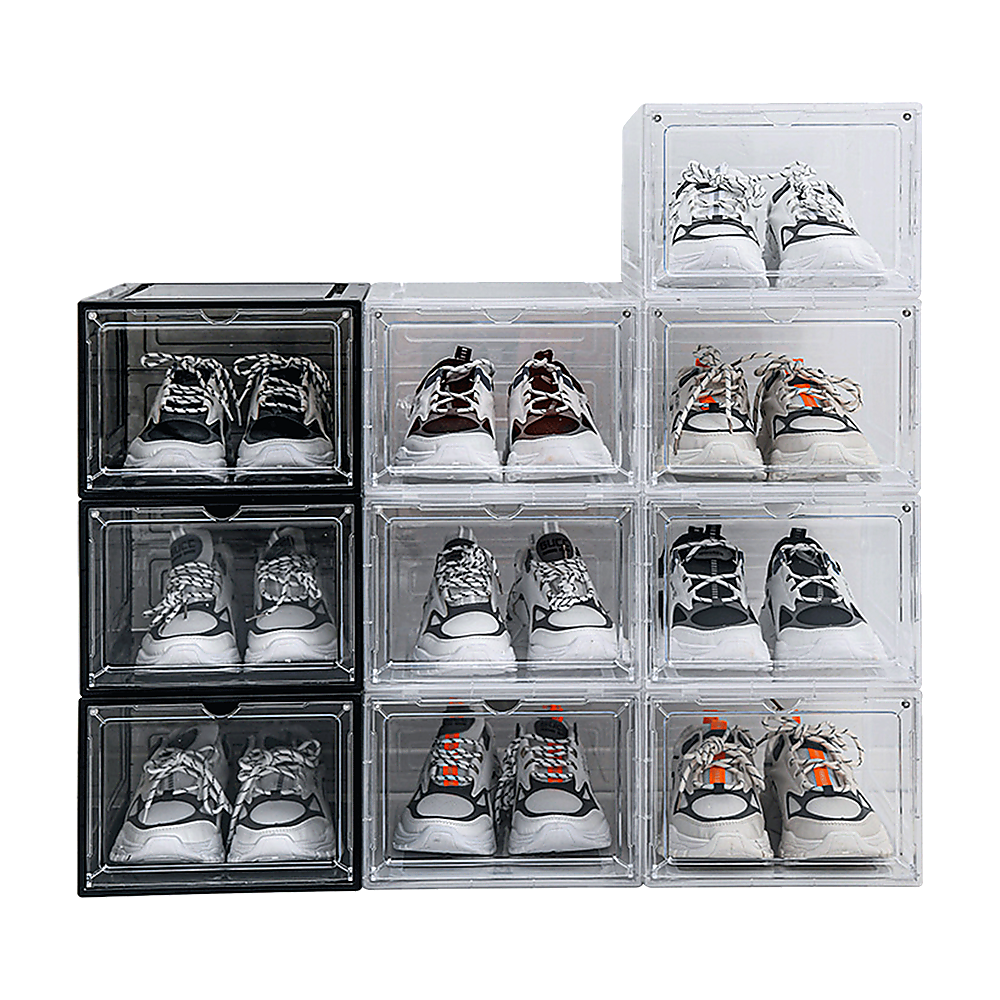 Sneaker Display Case Shoe Storage Organizer Box Stackable Plastic Clear Magnetic 5
