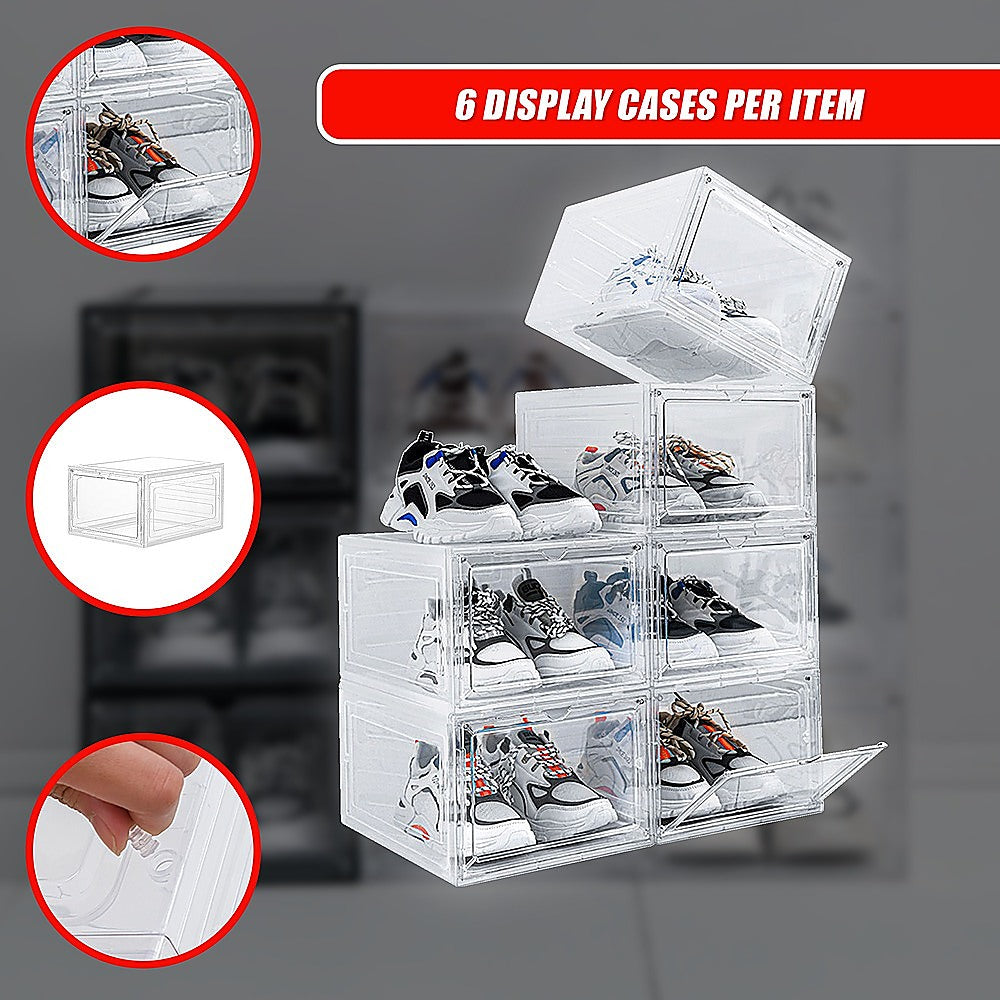 Sneaker Display Case Shoe Storage Organizer Box Stackable Plastic Clear Magnetic 8