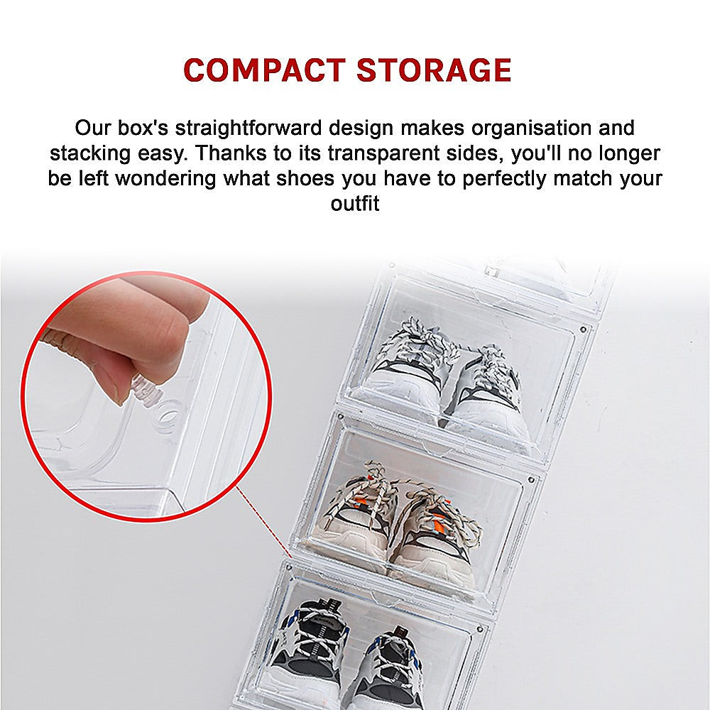 Sneaker Display Case Shoe Storage Organizer Box Stackable Plastic Clear Magnetic 11