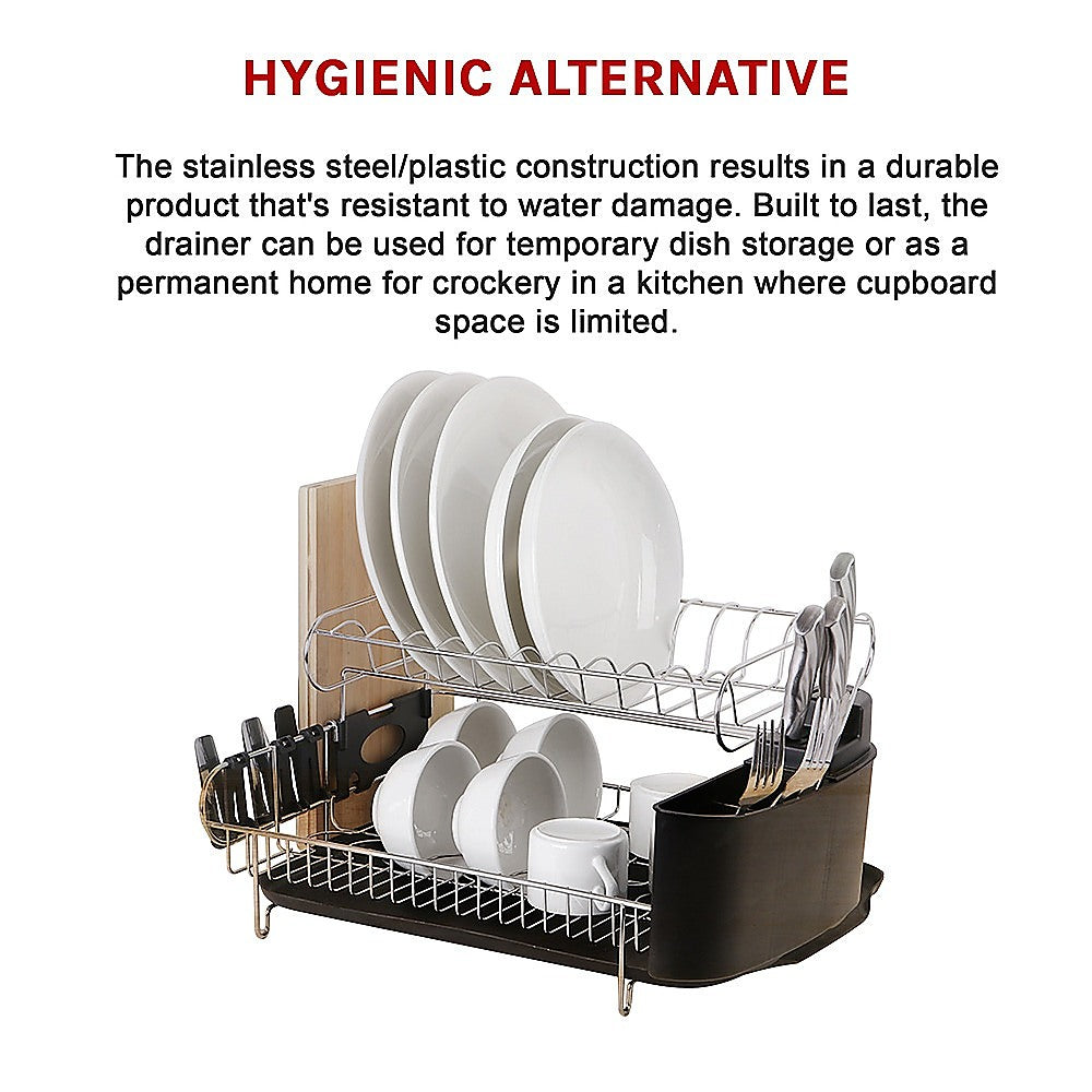 Dish Drying Rack Drainer Cup Plate Holder Cutlery Tray Kitchen Organiser 11