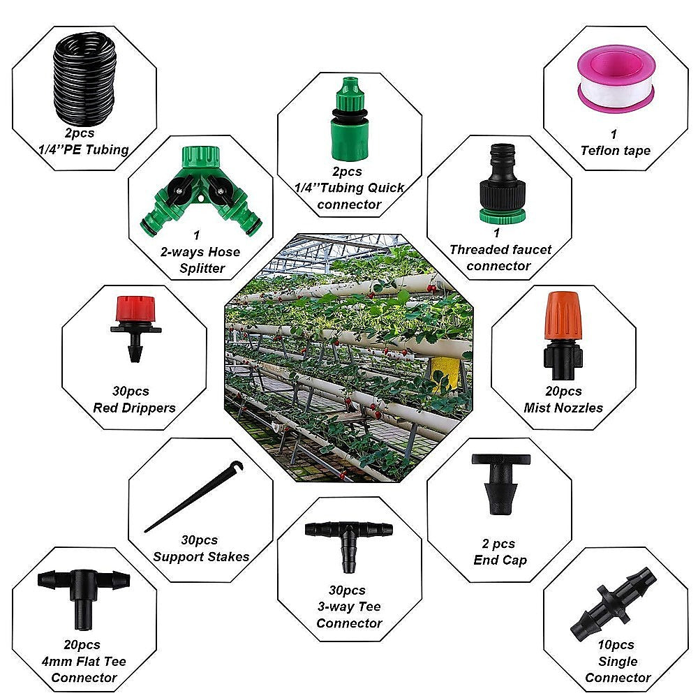 Drip Irrigation System Plant Self Garden Watering Hose Spray Kit 7