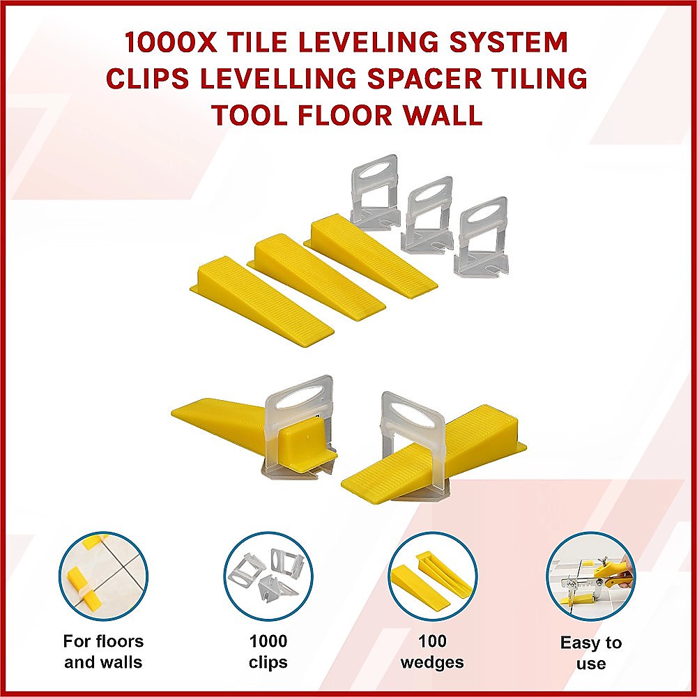 1000x Tile Leveling System Clips Levelling Spacer Tiling Tool Floor Wall 3