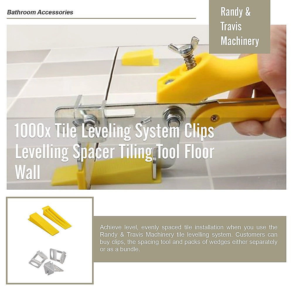 1000x Tile Leveling System Clips Levelling Spacer Tiling Tool Floor Wall 9
