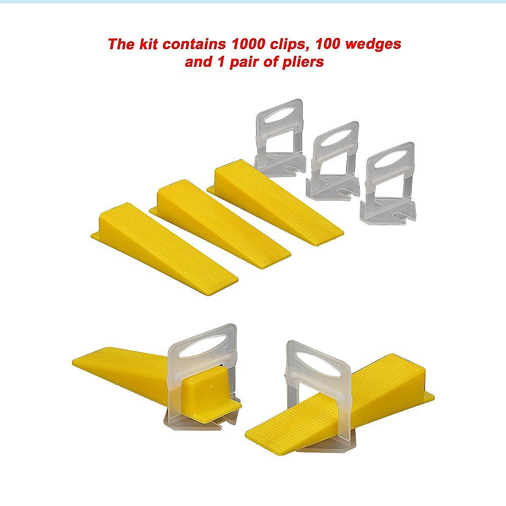1000x Tile Leveling System Clips Levelling Spacer Tiling Tool Floor Wall 12