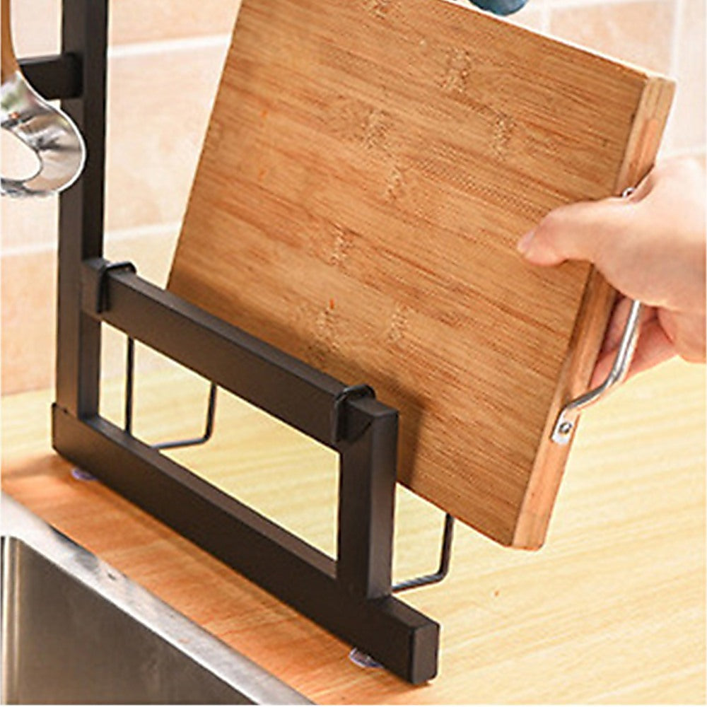 85cm Dish Drying Rack Drainer Over Sink Steel Cup Cutlery Organizer 2 Tier 7