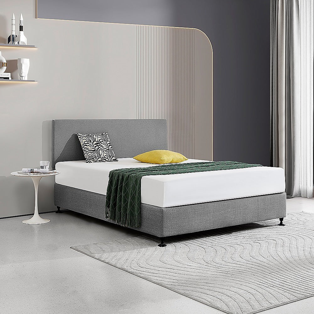 Linen Fabric Queen Bed Deluxe Headboard Bedhead - Night Ash 3