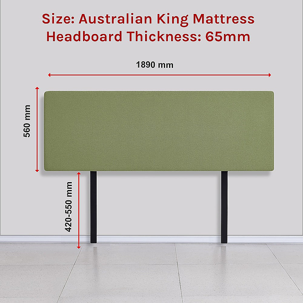 Linen Fabric King Bed Deluxe Headboard Bedhead - Olive Green 6