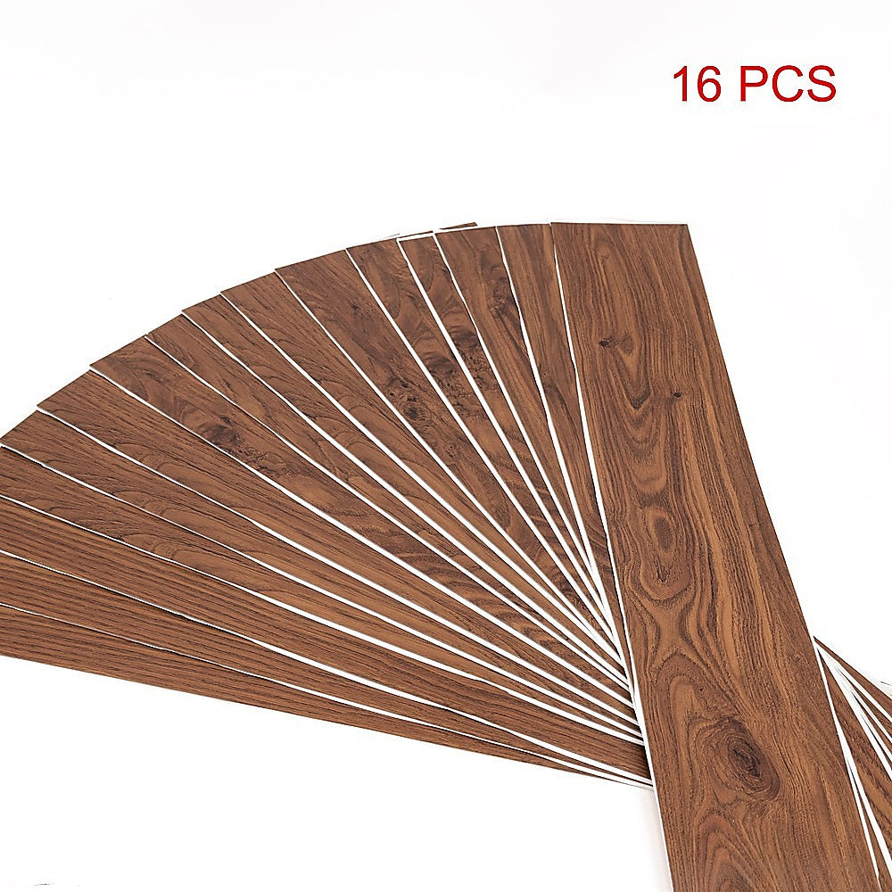 Vinyl Floor Tiles Self Adhesive Flooring Teak Wood Grain 16 Pack 2.3SQM 5