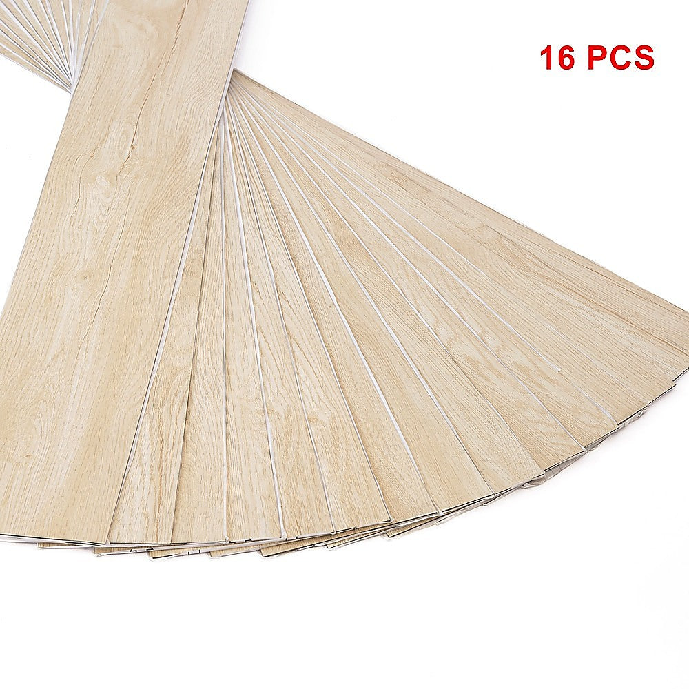 Vinyl Floor Tiles Self Adhesive Flooring Light Walnut Wood Grain 16 Pack 2.3SQM 4