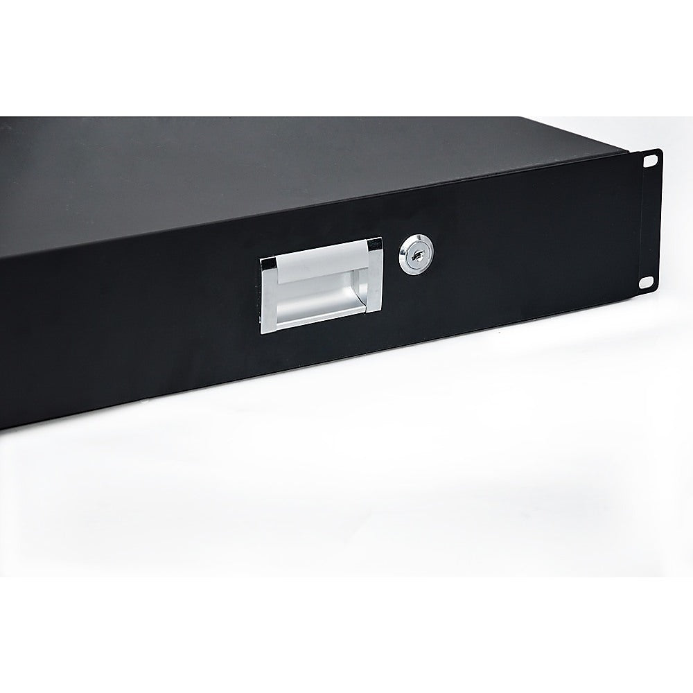 19" Rack Mount 2U Locking Drawer Pro Audio DJ Server Rack Lock Storage Cabinet 5