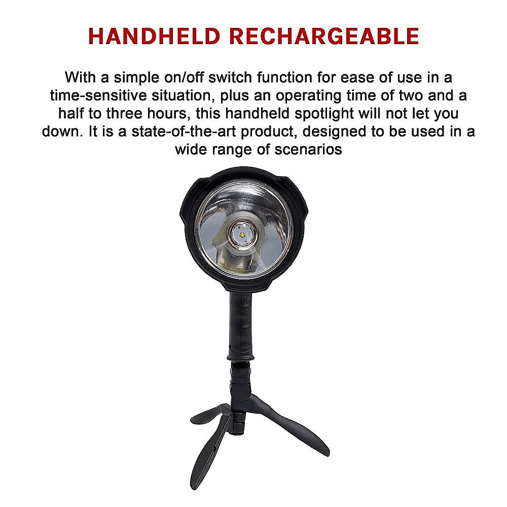 10W Handheld Spot Light Rechargeable LED Spotlight Hunting Shooting 12V 8
