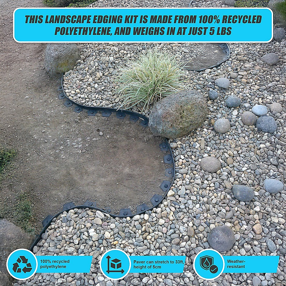 Landscape No Dig Lawn Garden Edging Kit 10m Flexible Durable Border Paver 11