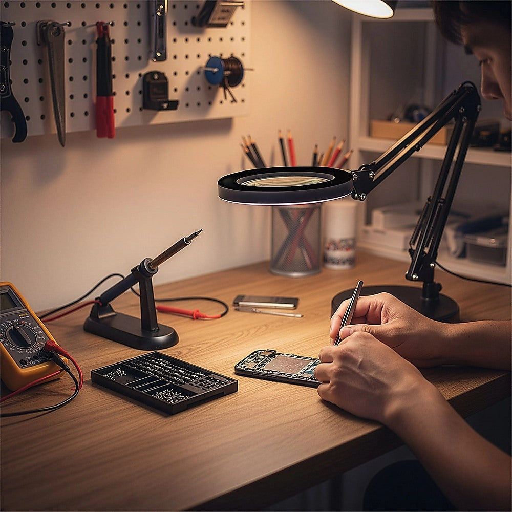 10X Magnifying Glass Desk Light Magnifier LED Lamp Reading Lamp With Base 5