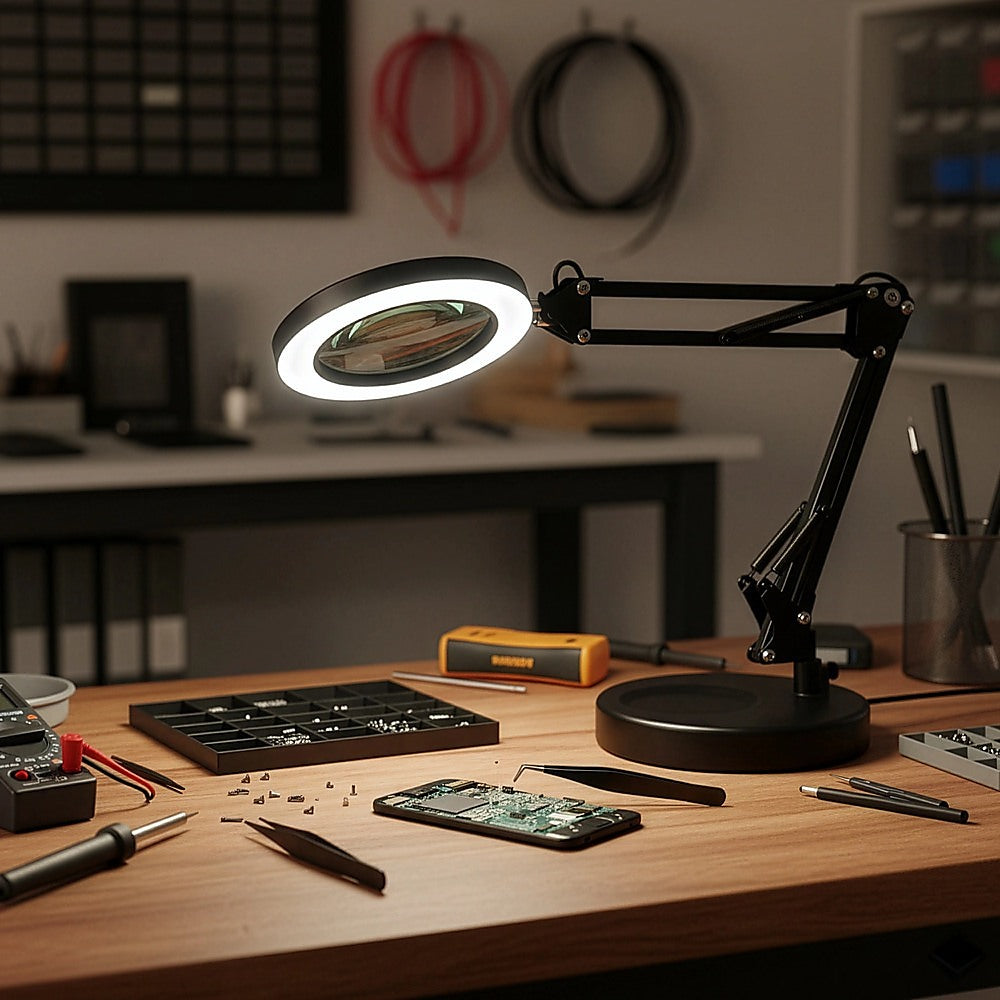 10X Magnifying Glass Desk Light Magnifier LED Lamp Reading Lamp With Base 7