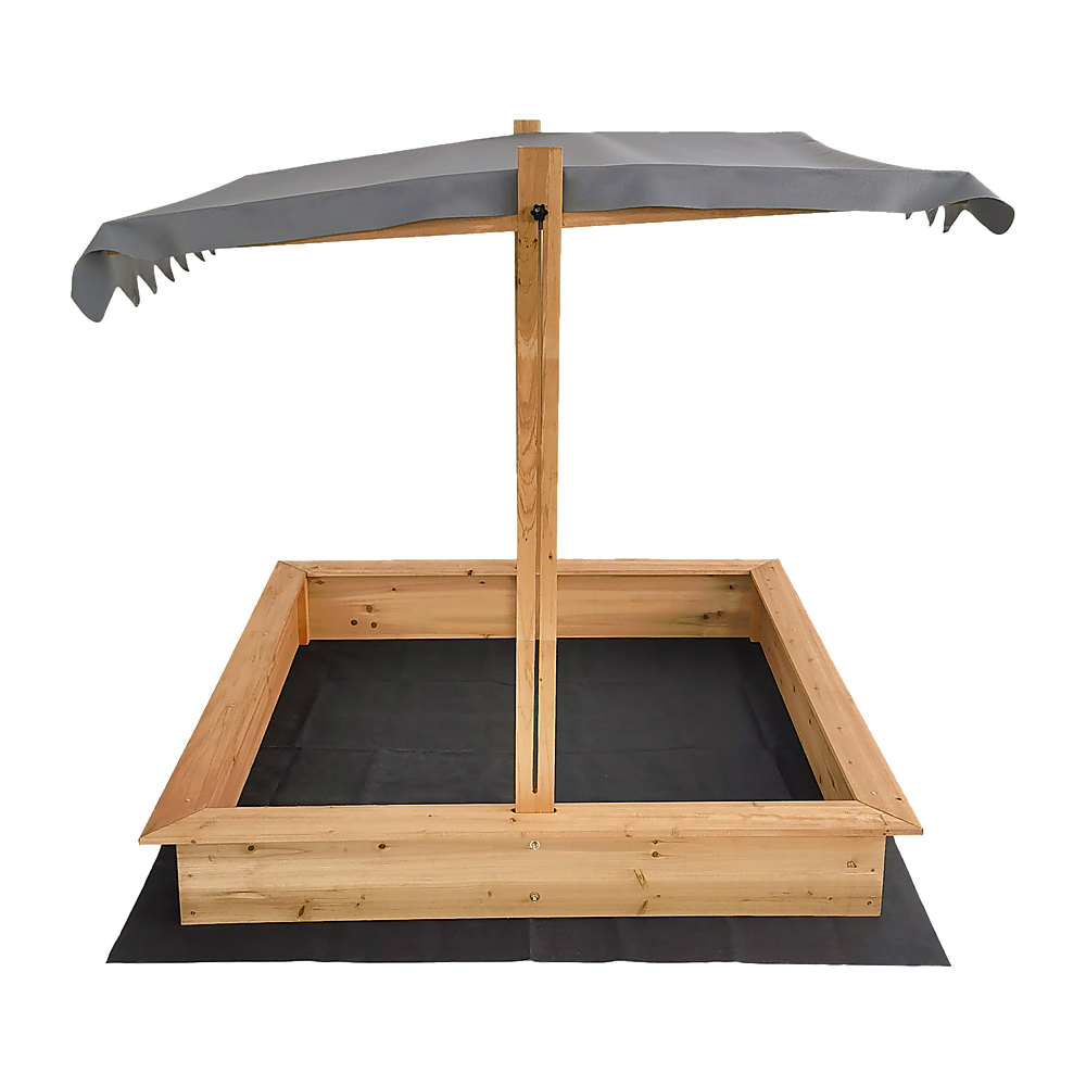 Kids Wooden Toy Sandpit with Adjustable Canopy 4