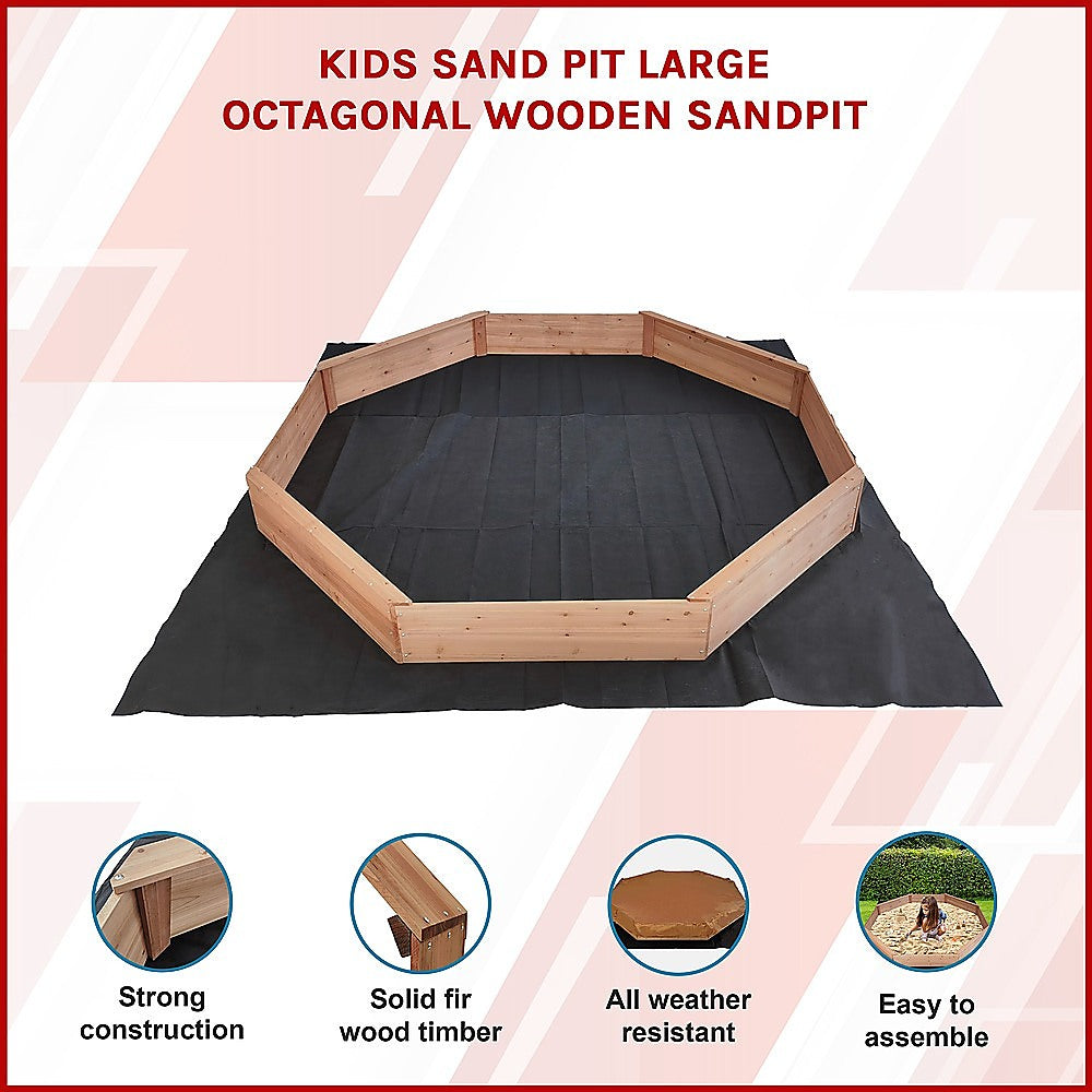 Kids Sand Pit Large Octagonal Wooden Sandpit 3