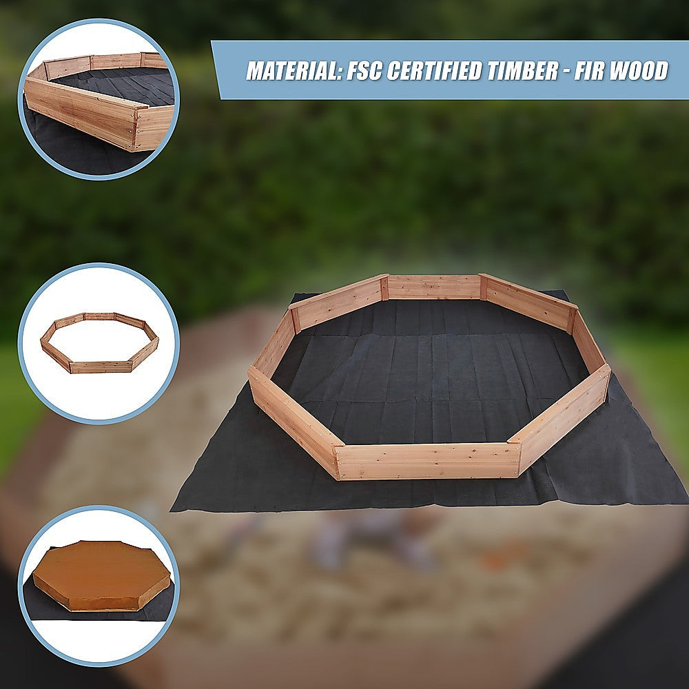Kids Sand Pit Large Octagonal Wooden Sandpit 8